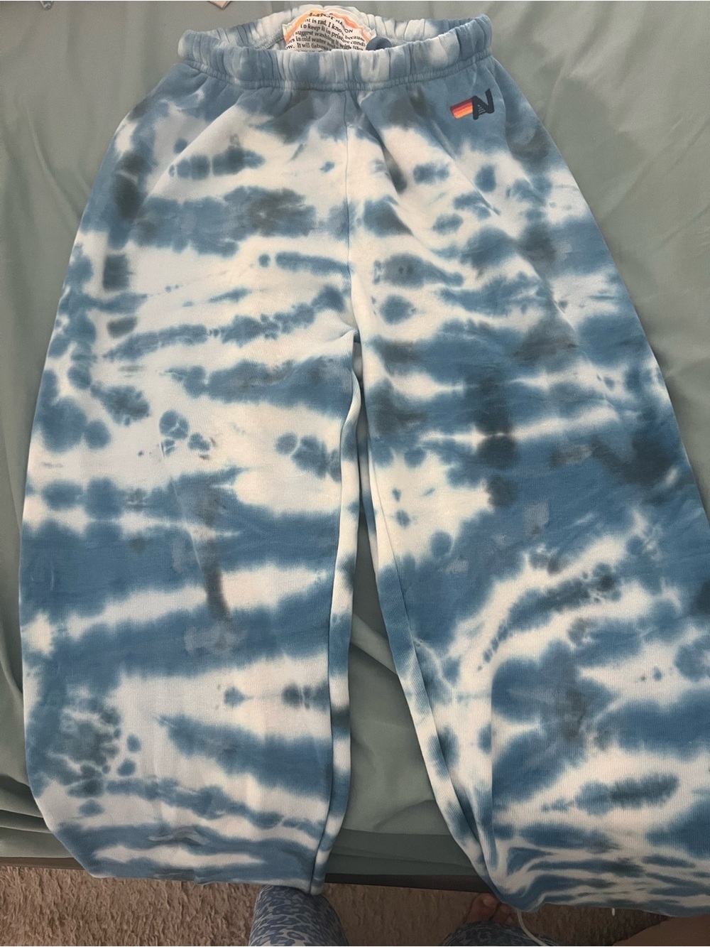 Aviator Nation Blue and White Tie-Dye Joggers